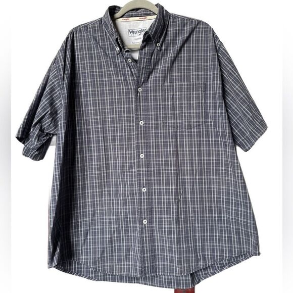 Wrangler Men’s 90’s Vintage Blue & White Plaid Button Down Top (Size: XL) - Picture 2 of 7